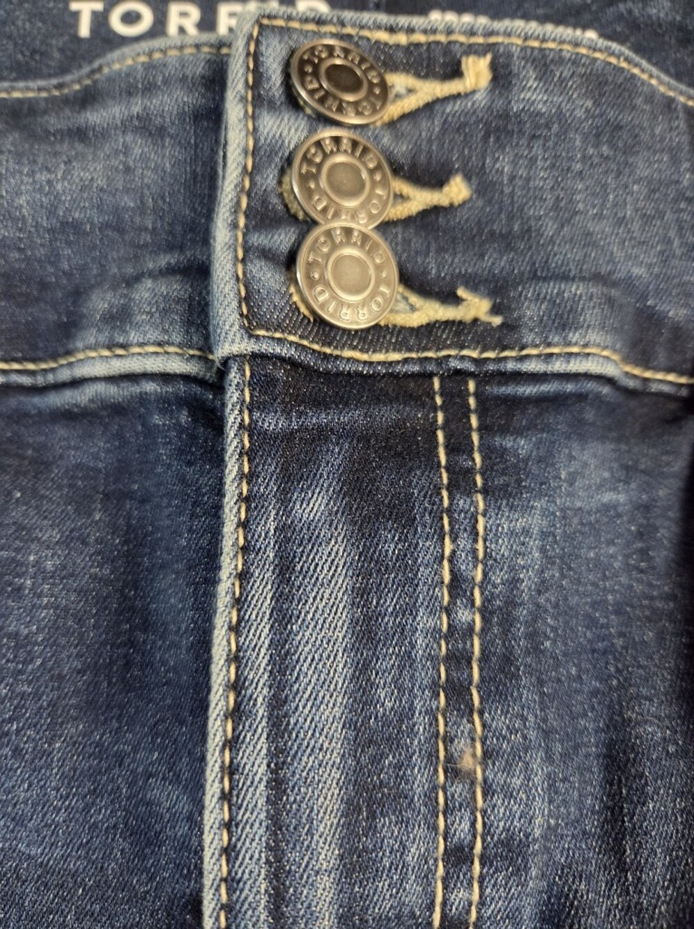 torrid Dark Indigo Cropped Jeans with Triple Button Waist - Picture 10 of 14